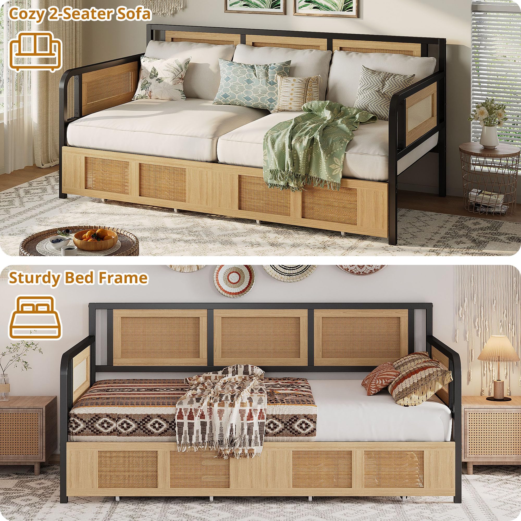 Twin Daybed Frame with Storage Drawers