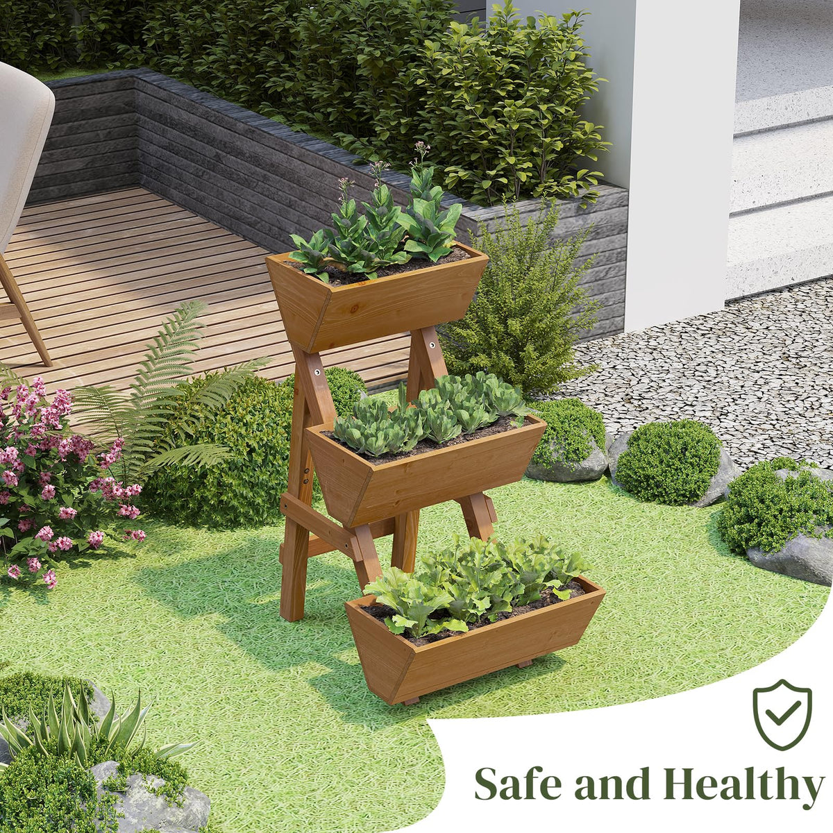 Vertical Raised Garden Bed, Wooden Tiered Planter Box, Garden Planter Stand
