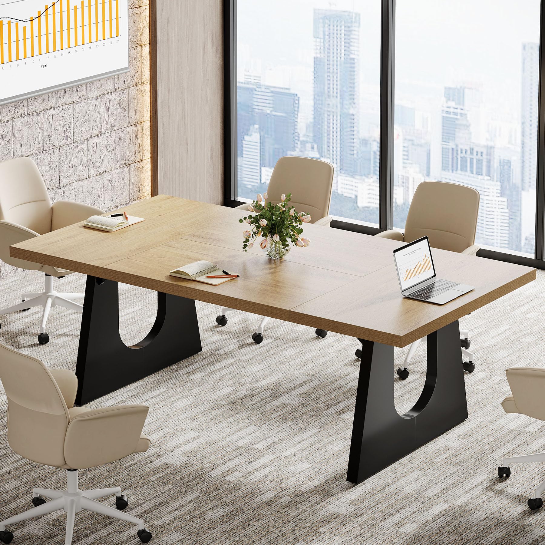 Large Rectangular Conference Table for 6-8 People