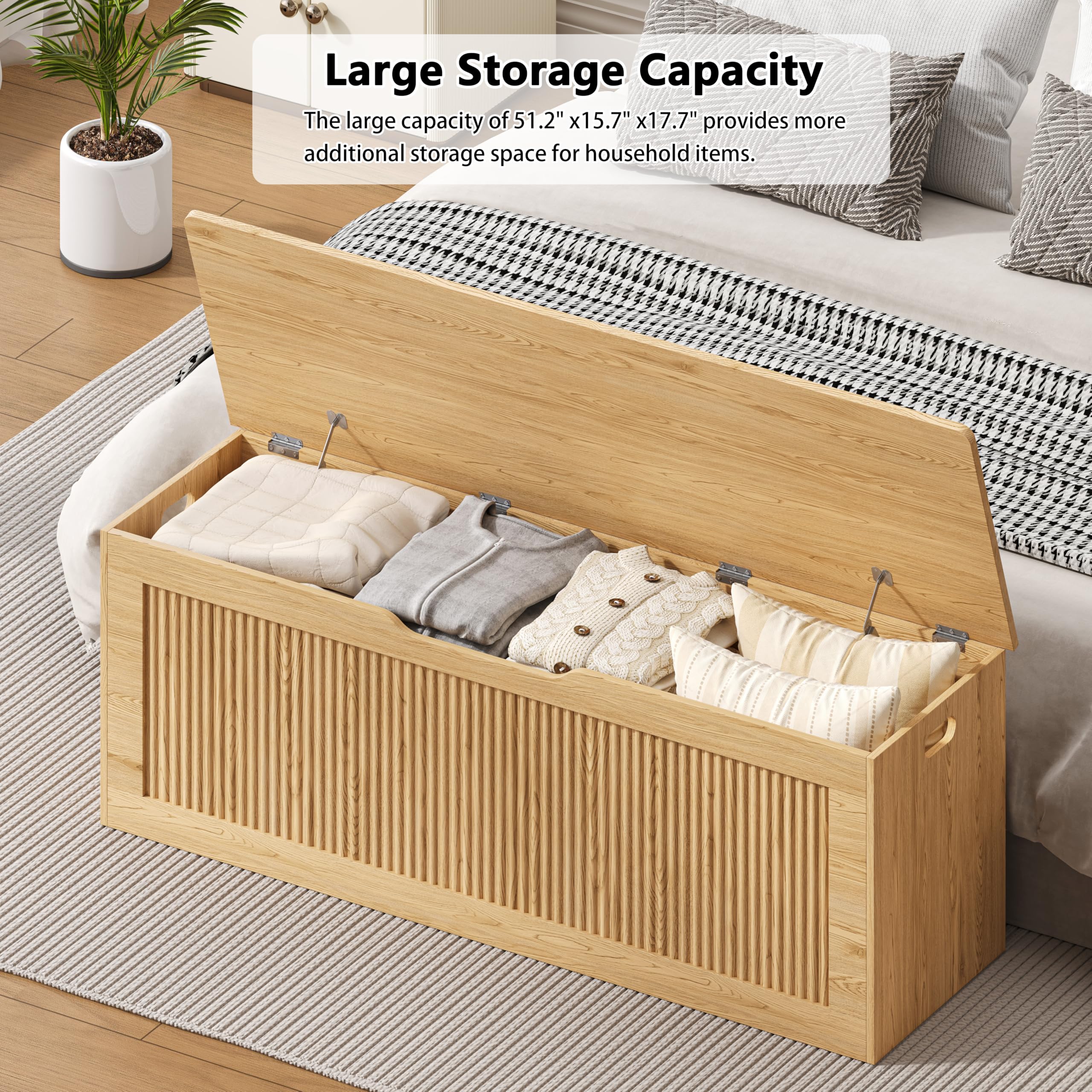 Extra Large Fluted Storage Chest with Lift Top