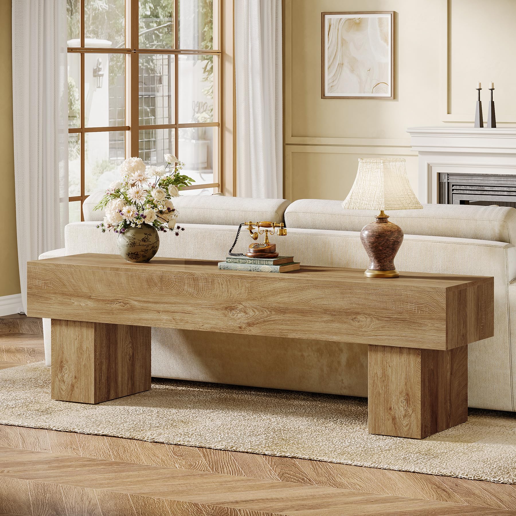 Tribesigns 63" TV Stand, Farmhouse Entertainment Center, Low TV Console Table for Living Room, Long Media Console Television Stands for 55/60/65 Inch TV