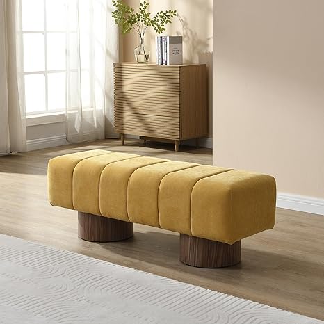 50" Chenille Fabric Dining Bench