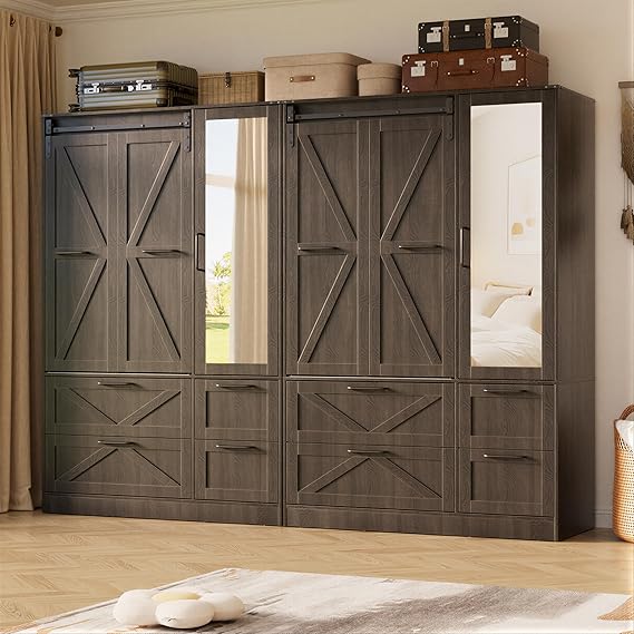 Armoire Wardrobe Closet with Sliding Barn Door