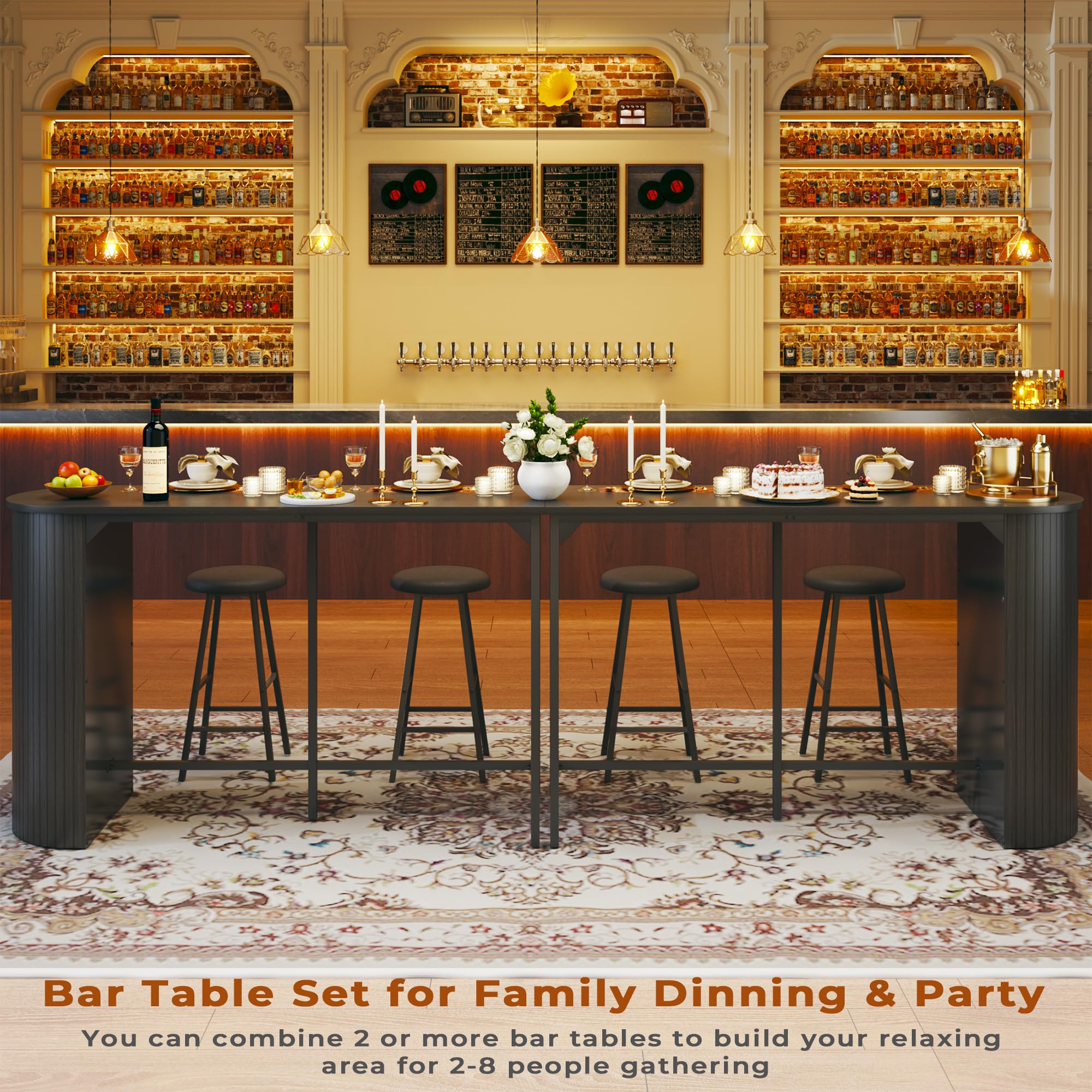 3-Piece Counter Height Bar Table Set with 2 Stools