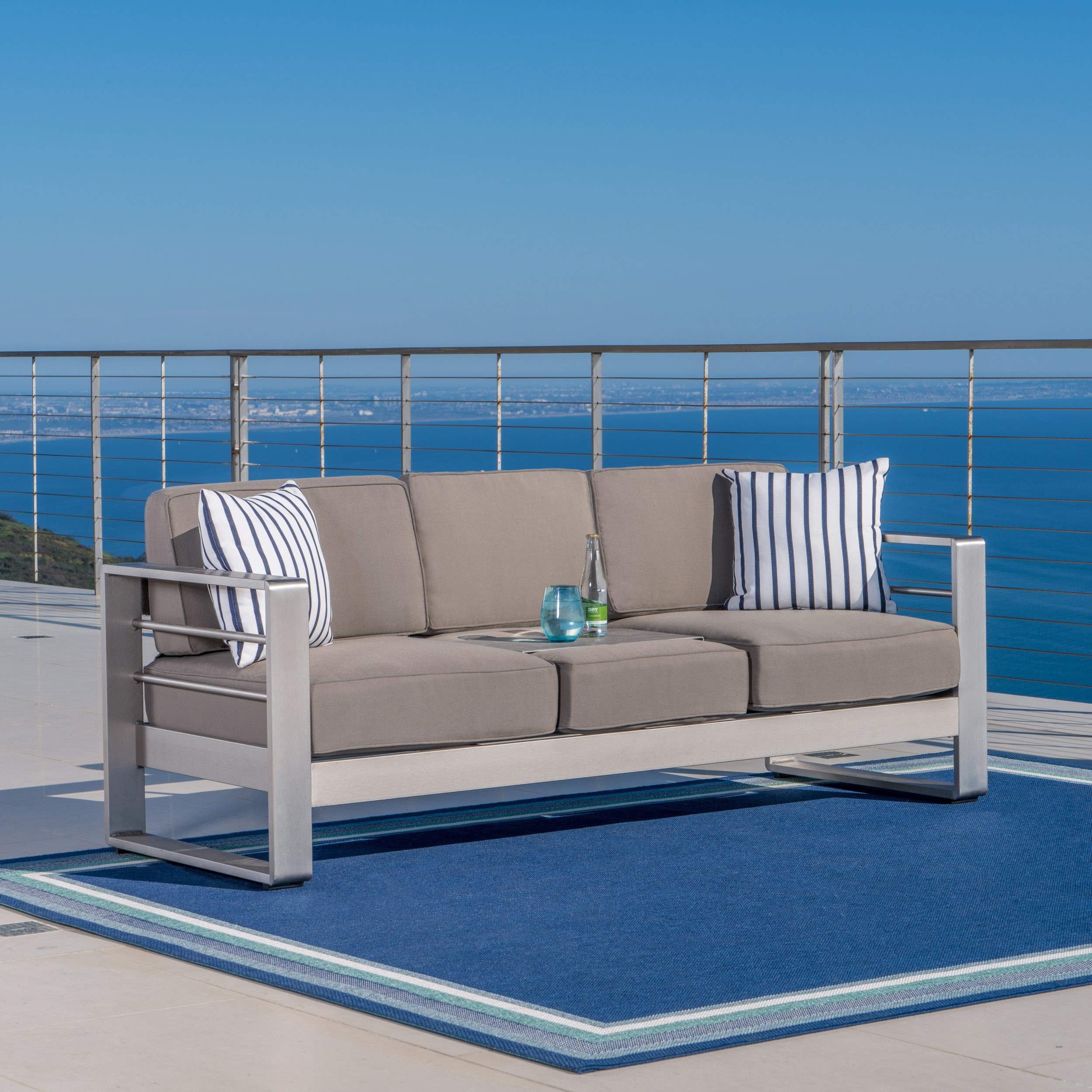 Outdoor Loveseat Sofa with Removable Tray