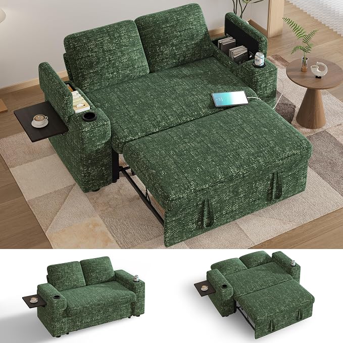 Chenille Sleeper Loveseat