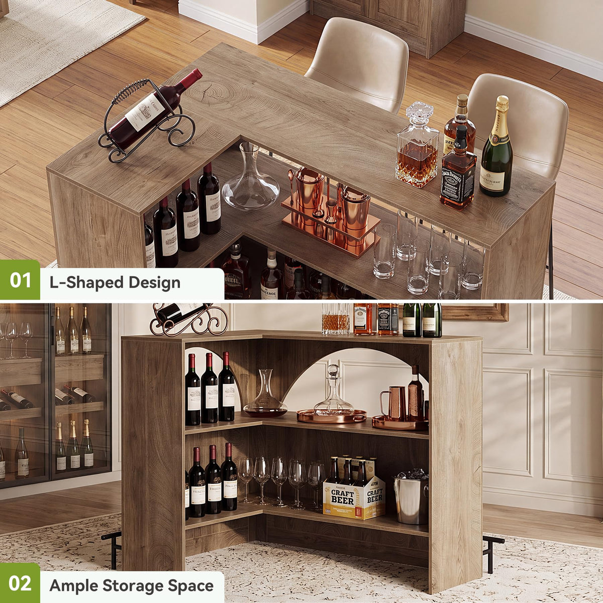 L-Shaped Corner Bar Table