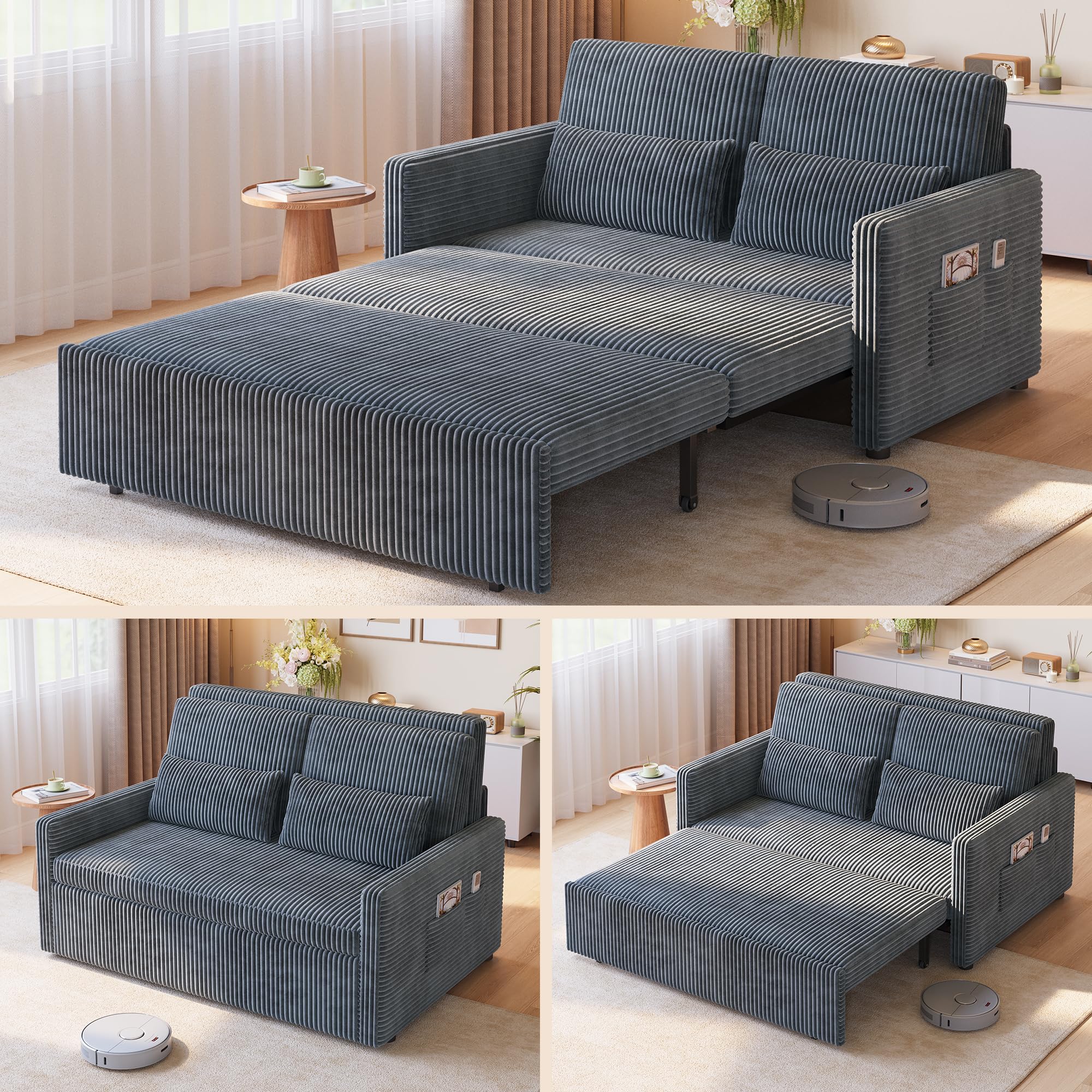 3-in-1 Convertible Loveseat Sleeper Sofa