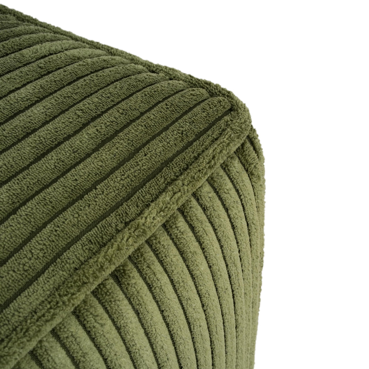 Christopher Knight Home Kyle Corduroy Woven Upholstery Square Ottoman, Living Room Sofa Ottoman with Wood Frame, Comfy Seating Experience with Dense Foam Padding, Non-Marking Foot Caps, Olive Green