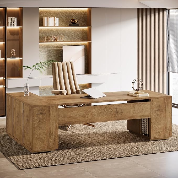 L-Shaped Executive Desk with Storage