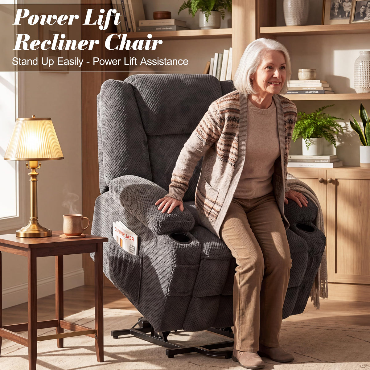 Power Lift Recliner Chair for Elderly, Vibration Massage and Lumbar Heat