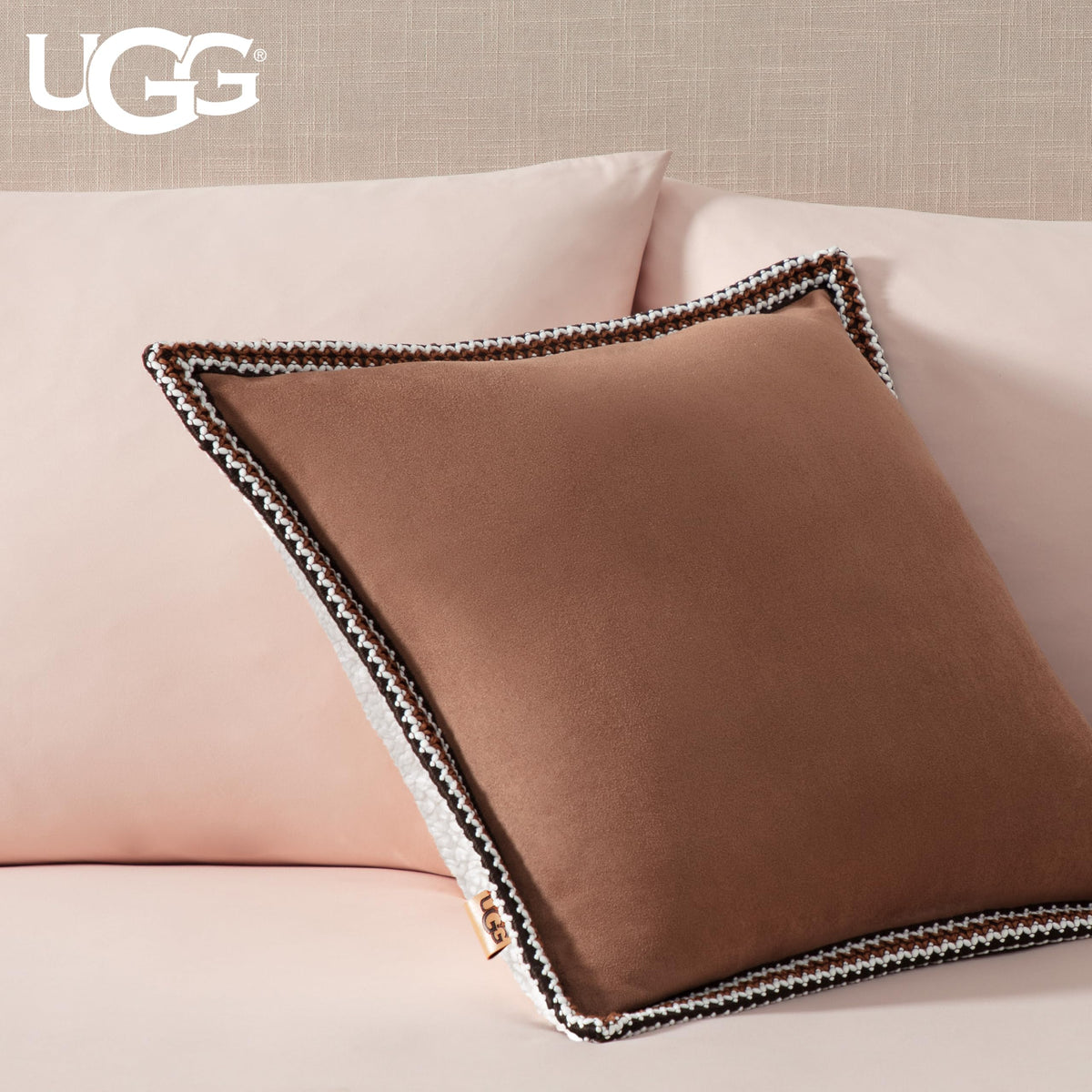 UGG Kirkwood Decorative Pillow for Sofa, 20" x 20", Brown (Chestnut)