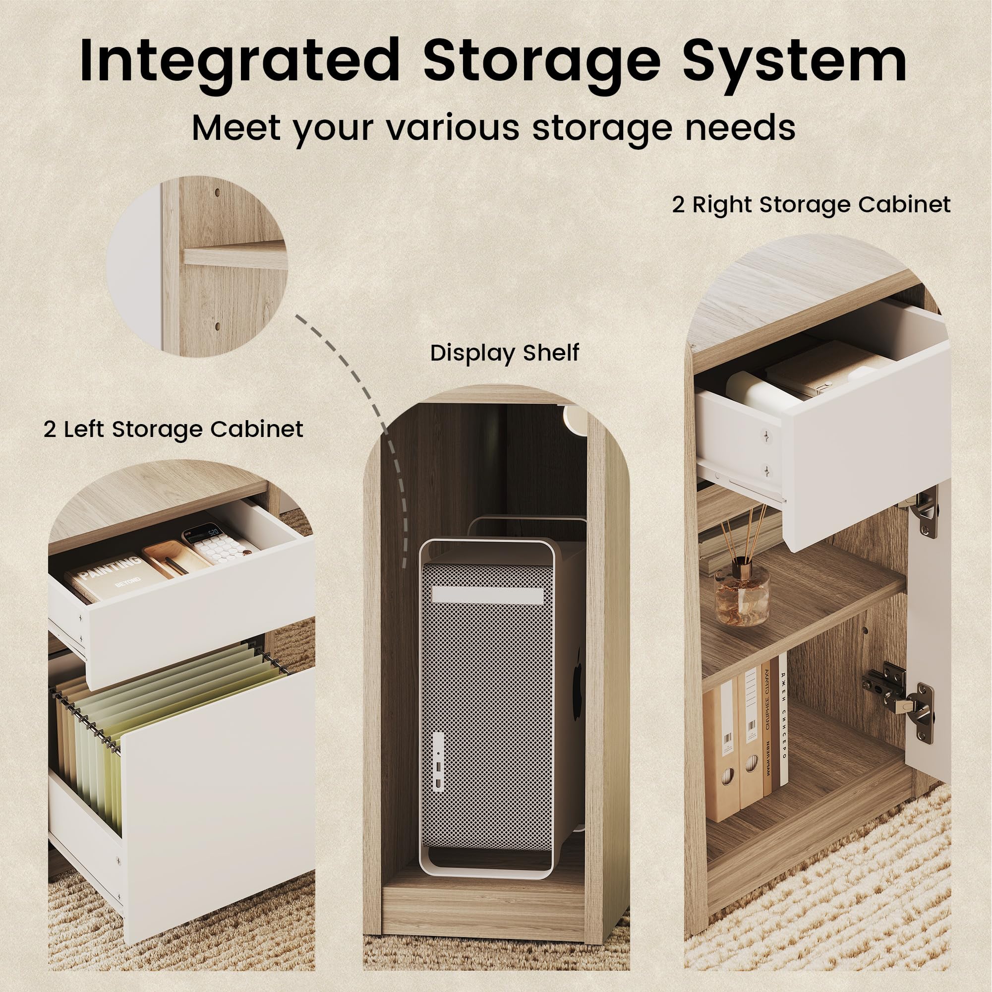 Electric Standing Desk & Tall Bookcase Home Office Set