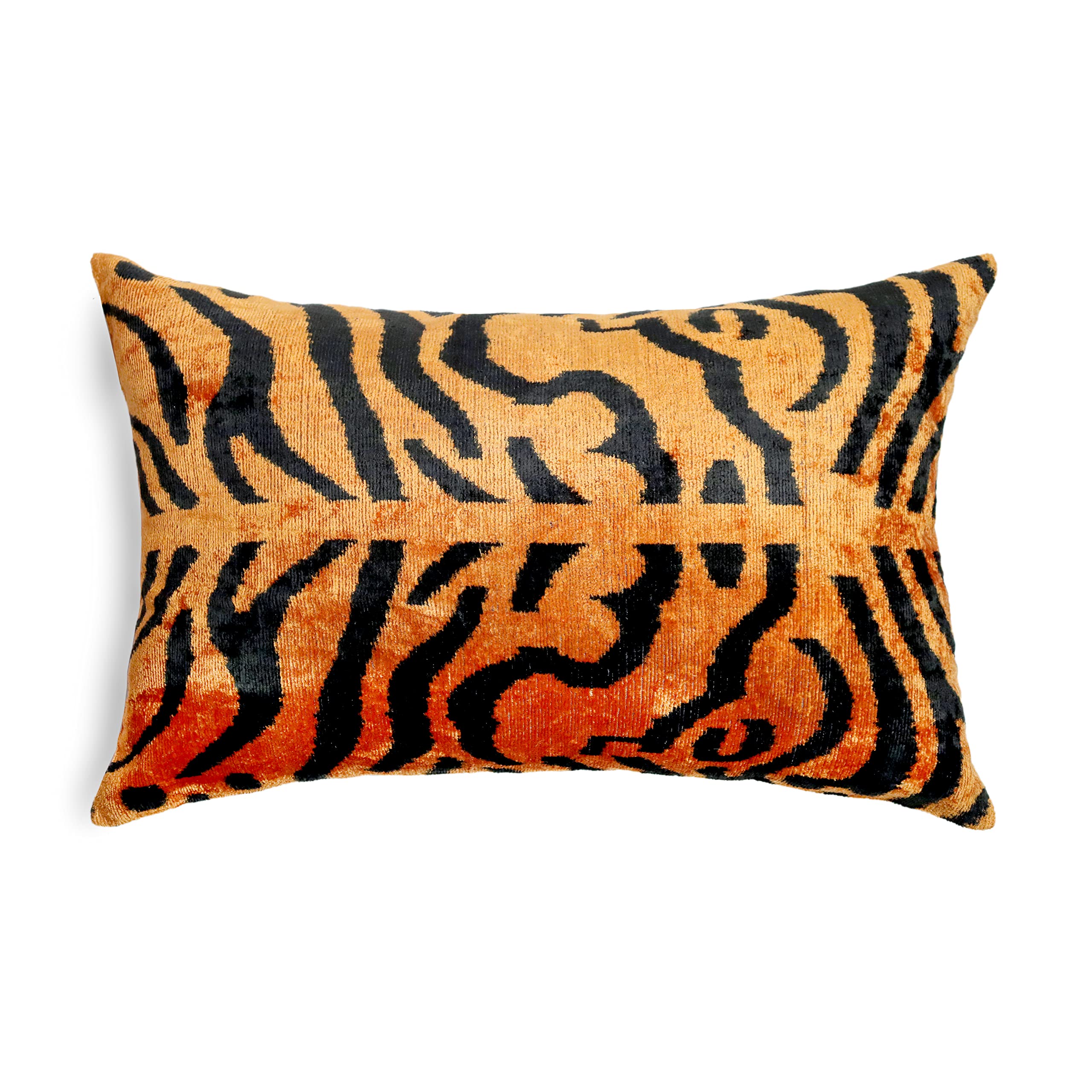 Velvet Tiger Print Throw Pillow with Down Feather Insert