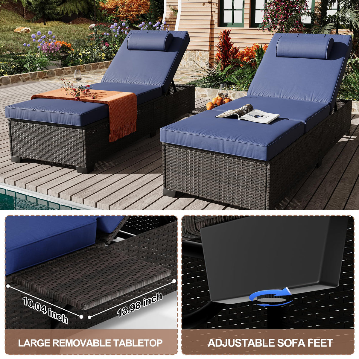 Wicker Chaise Lounge Set of 2