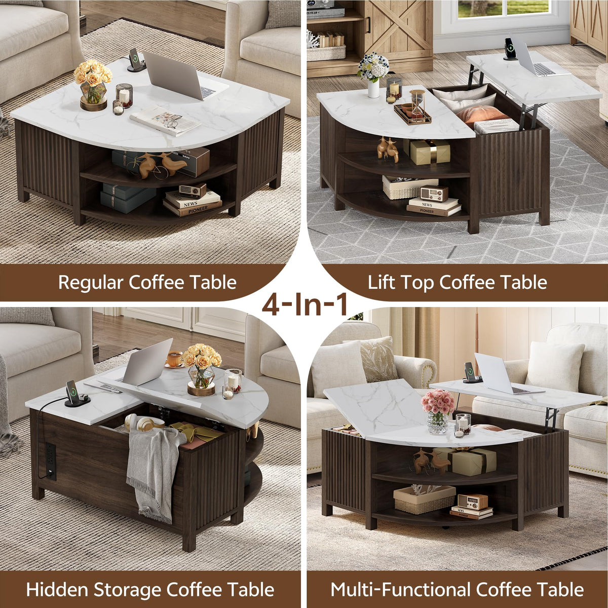 Fluted Lift-Top Coffee Table