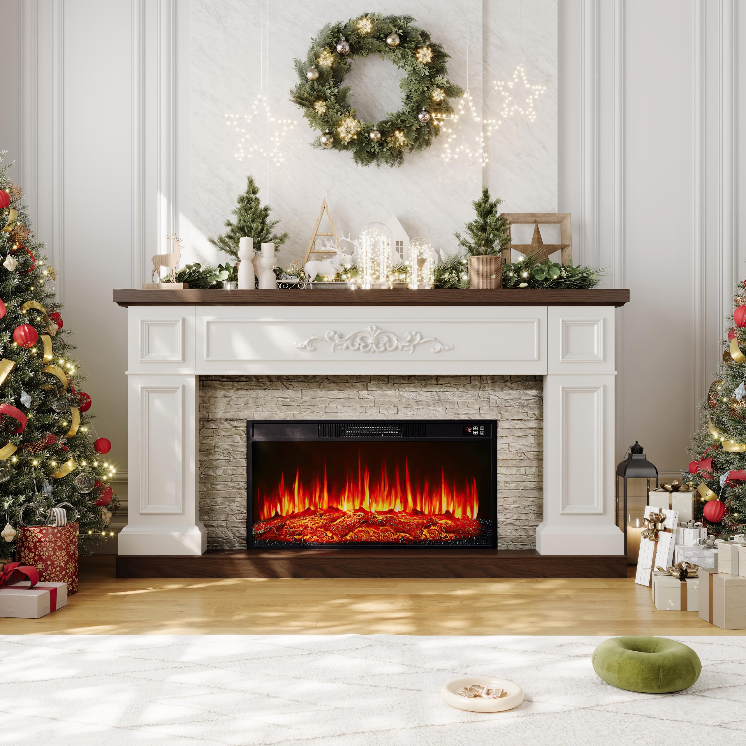 60" Electric Fireplace Mantel TV Stand