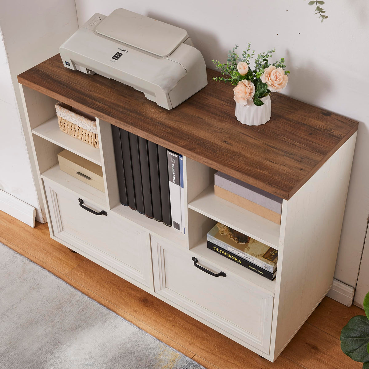 Farmhouse Rolling File Cabinet