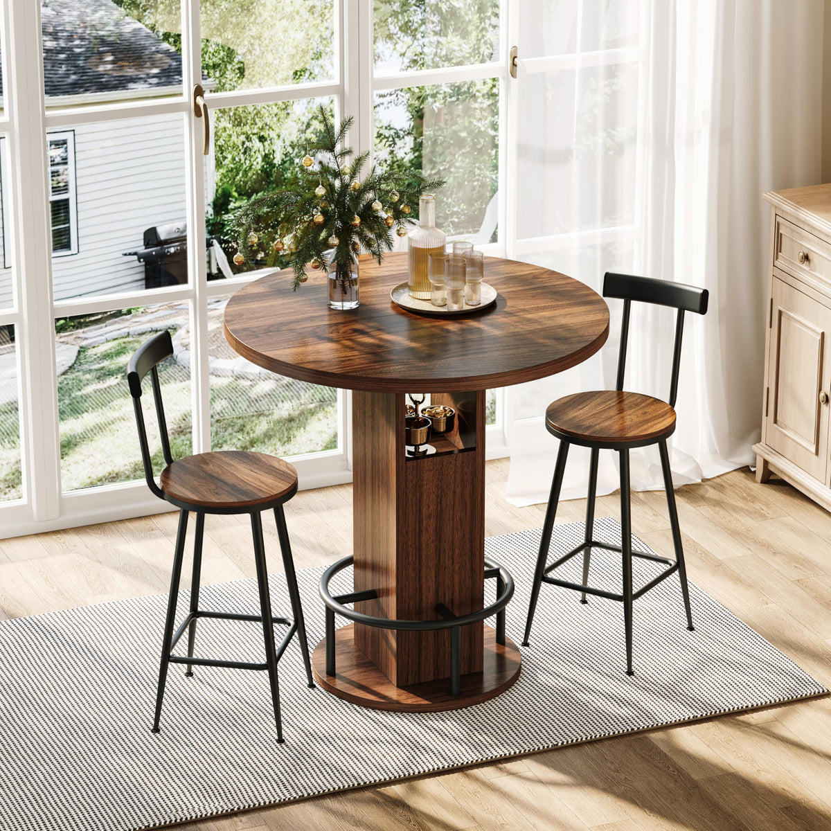 3-Piece Round Bar Table Set
