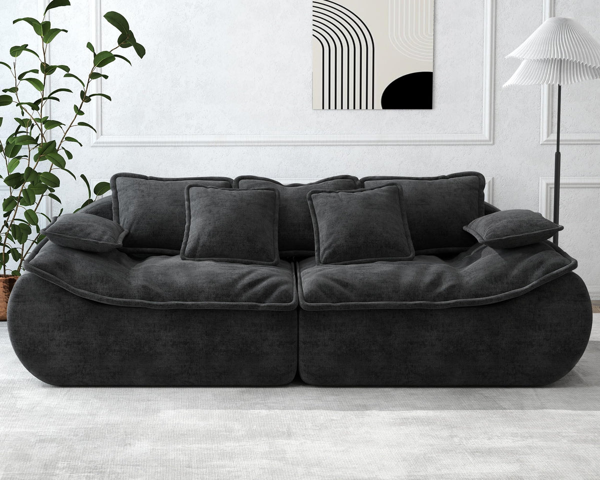 Hobestluk Sofa Couches 3-Seater Modular Sectional Sofa, 89''Comfy Loveseat with Throw, Deep Seat Small Sofa for Small Space, Memory Foam Sectional Couches for Living Room, Office, Apartment