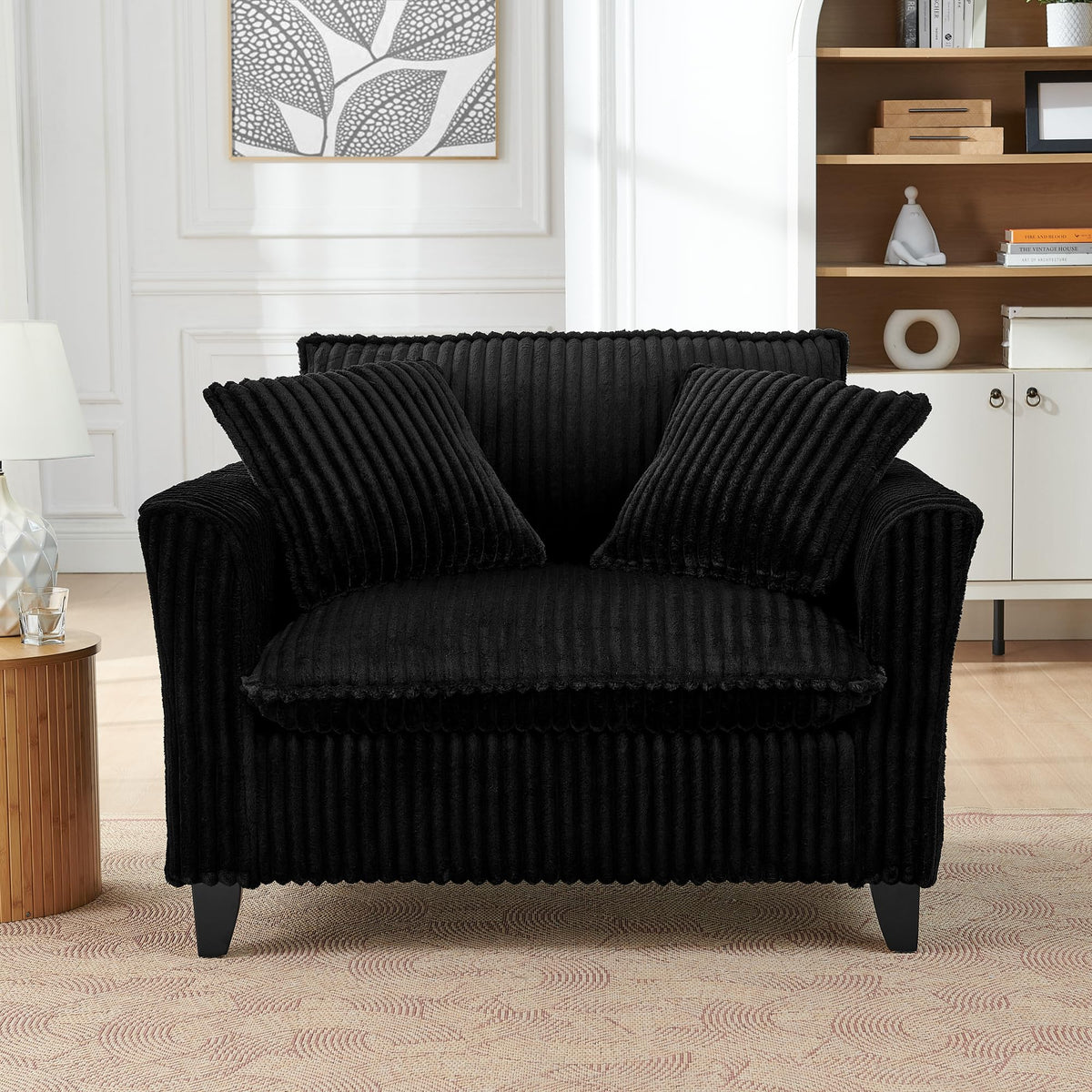 Corduroy Accent Chair with Pillows