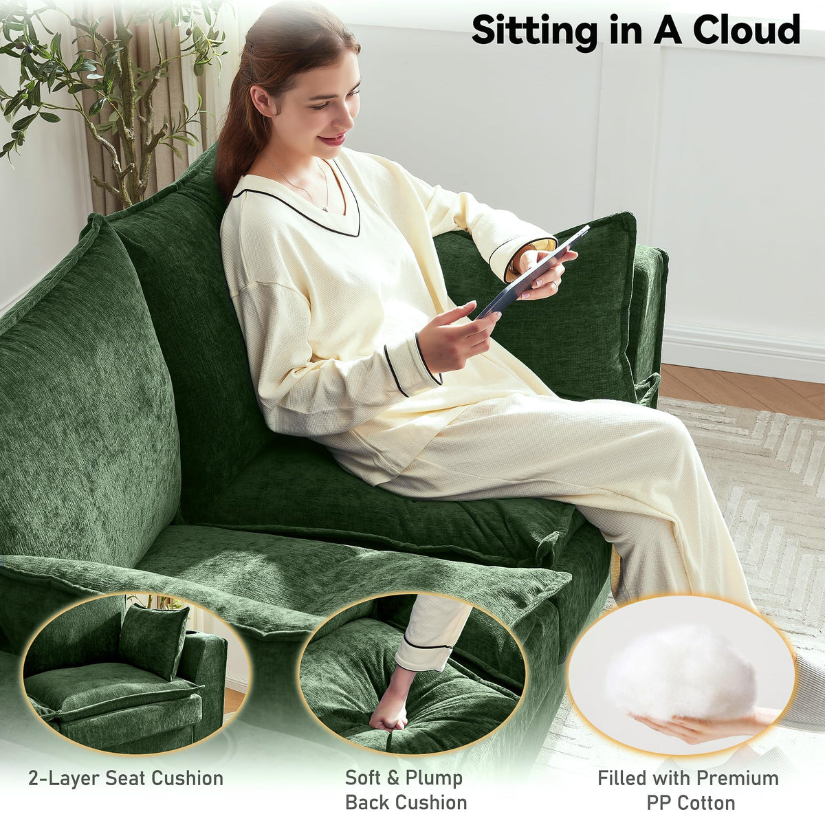 Chenille Pull-Out Sofa Bed
