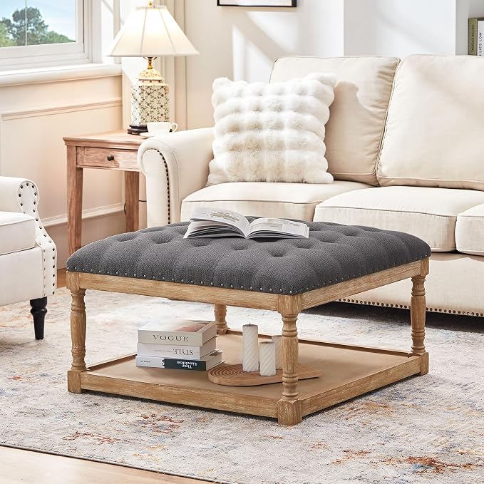 Square Tufted Ottoman Coffee Table