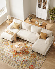 TROMIRY U-Shaped Sectional Couches for Living Room | 112 Inch Modern Sectional Couch | Warm White Chenille Sofa with Double Chaise for Apartment