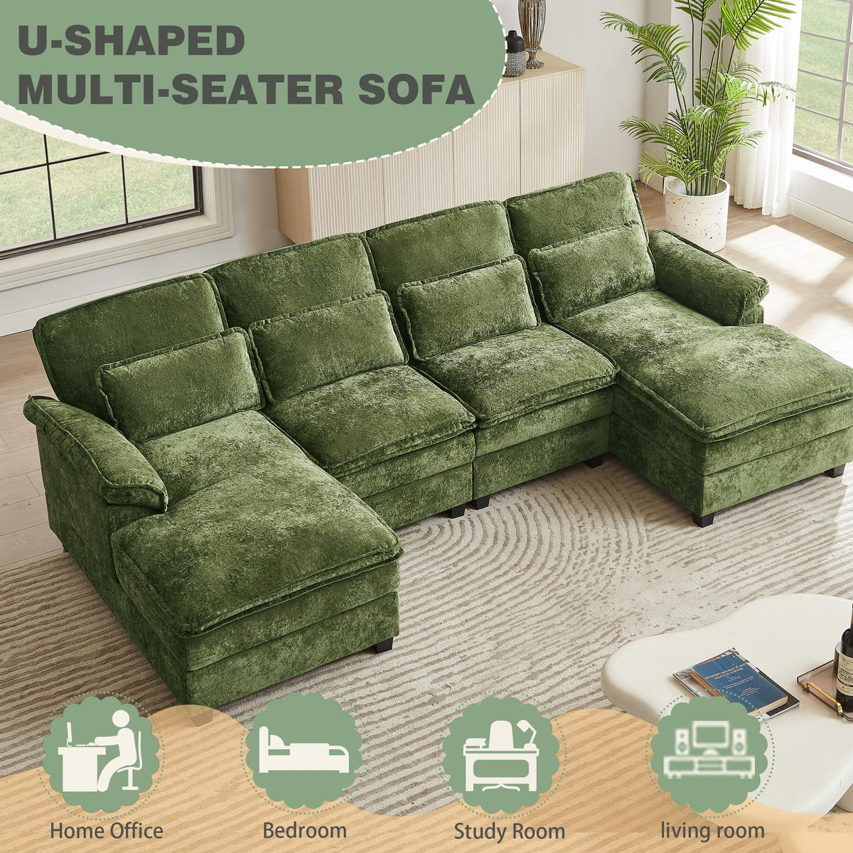 U-Shaped Sectional Sofa with Double Chaise