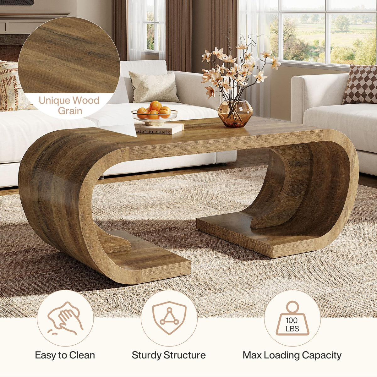 Rustic Curved Coffee Table