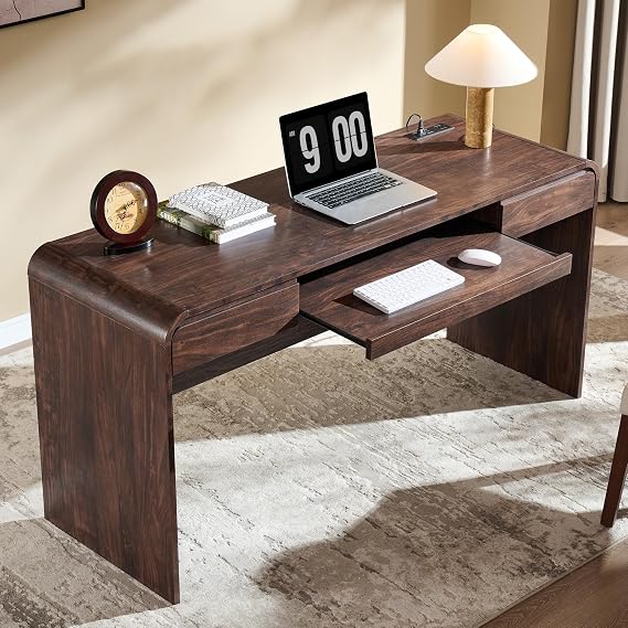 Curved Desk with Charging Station