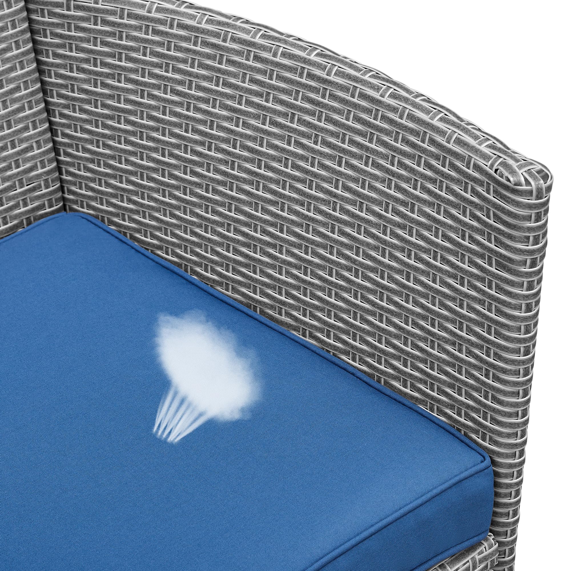Yaheetech 3 Pieces Patio Porch Furniture Set, Outdoor PE Rattan Wicker Conversation Set with Soft Cushions, Glass Coffee Table & 2 Chairs for Garden/Deck/Courtyard/Poolside, Gray/Dark Blue