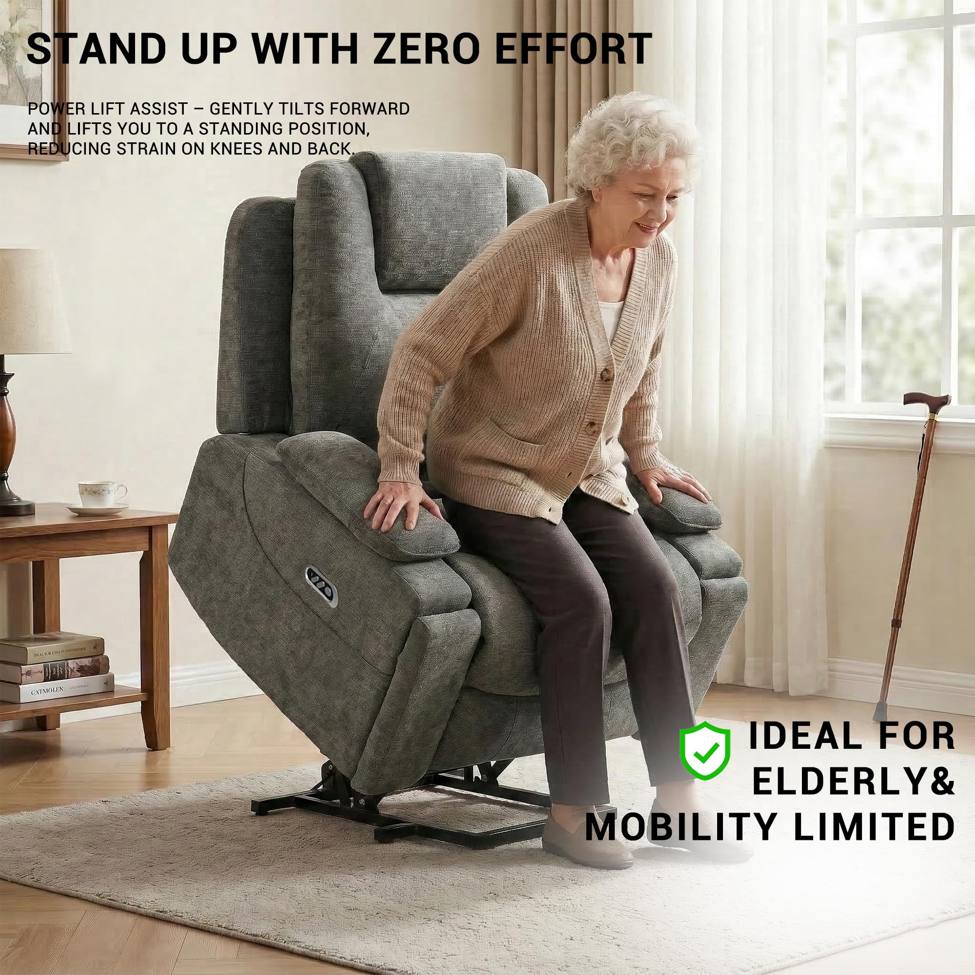 L-Shape Power Lift Recliner Chair with Massage & Heat