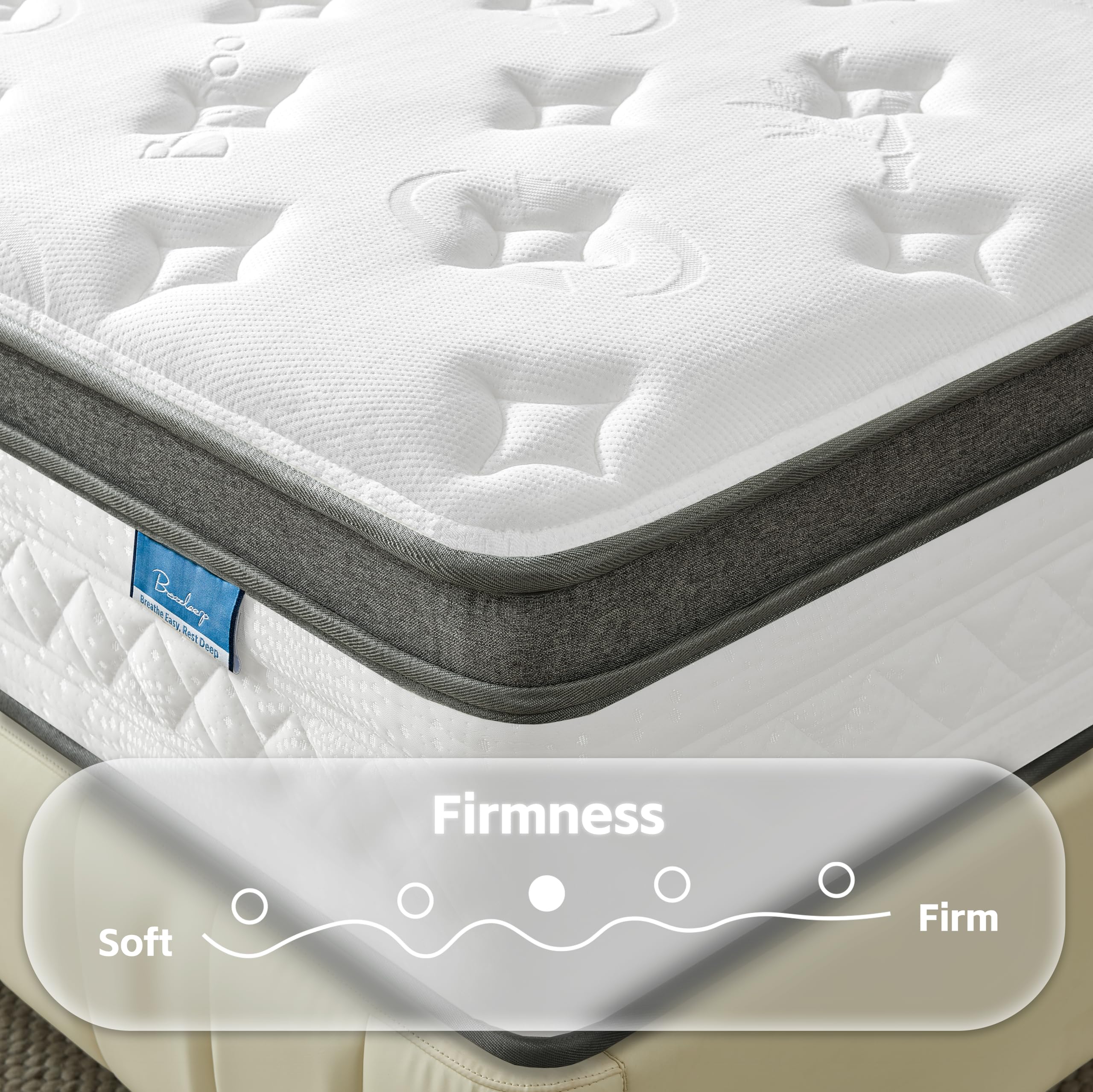 Breezleep Queen Mattress, 12 Inch Cooling Hybrid Queen Size Mattress in a Box, Medium Firm with Gel Memory Foam & Pocket Coils, Motion Isolation, Pressure Relief, CertiPUR-US