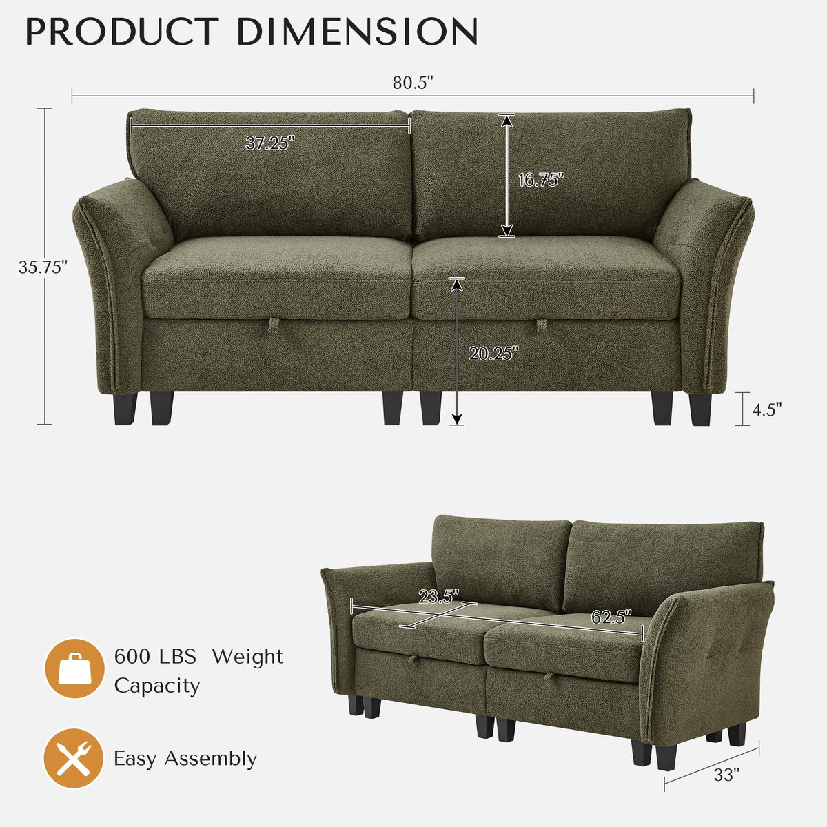 Modern Storage Loveseat