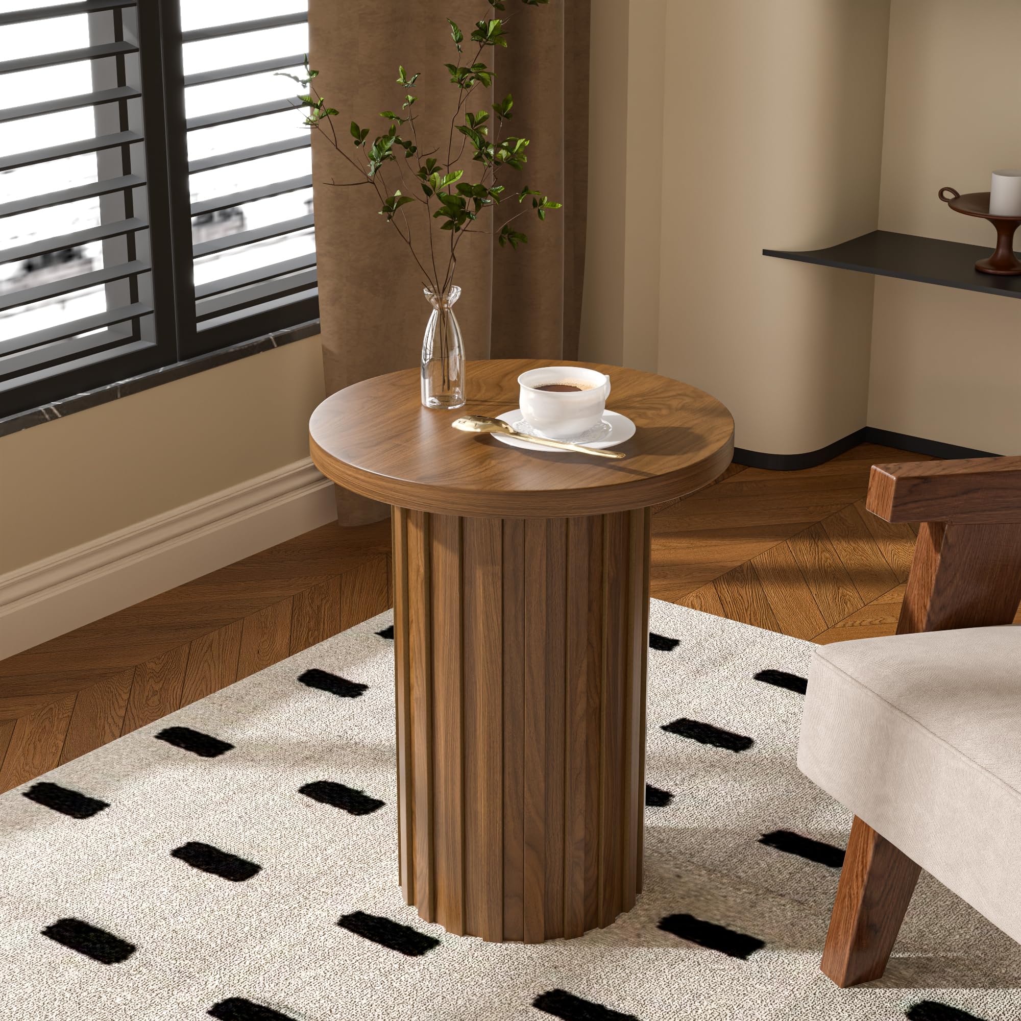 Fluted Round End Table