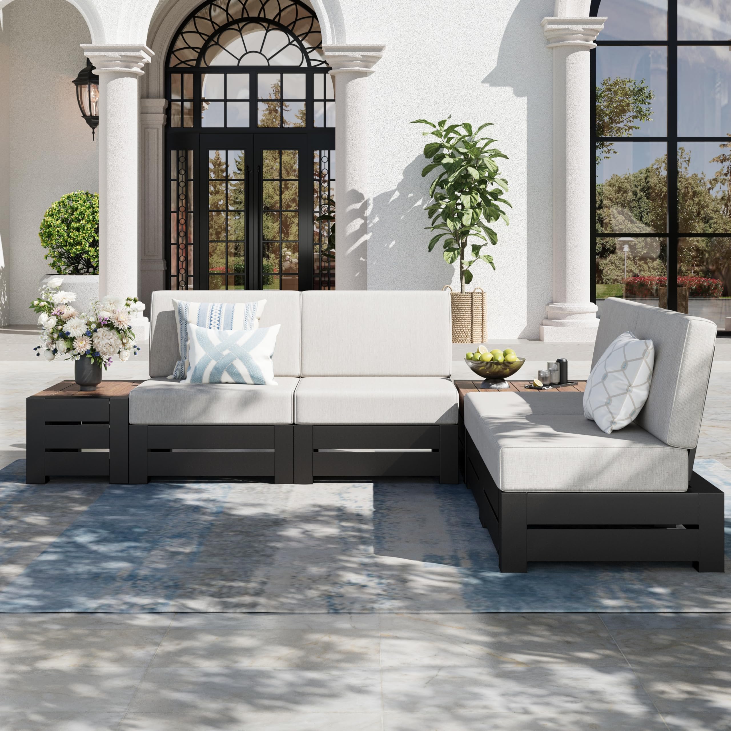 6-Piece Metal Patio Sectional Sofa Set