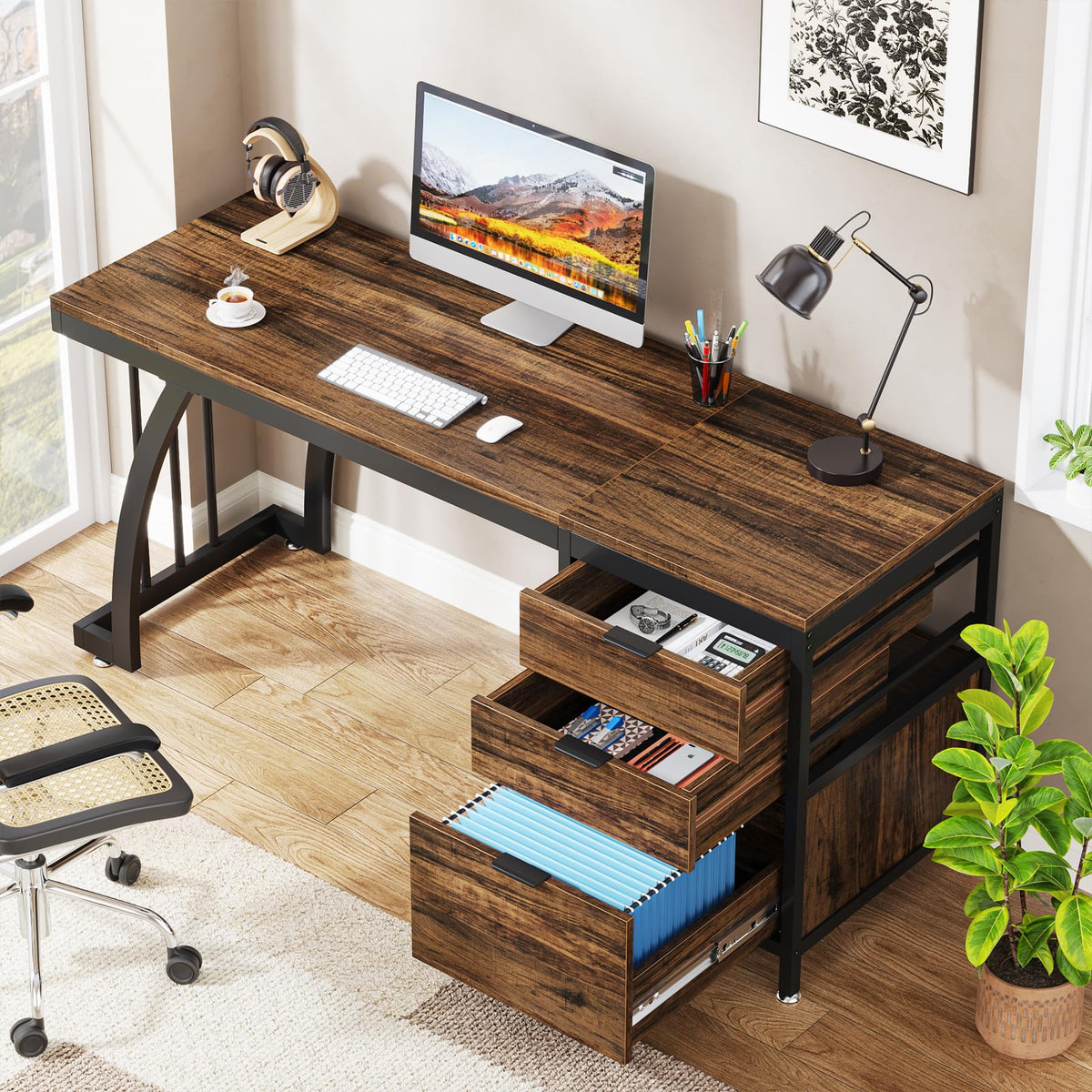 Computer Desk with 3 Drawers