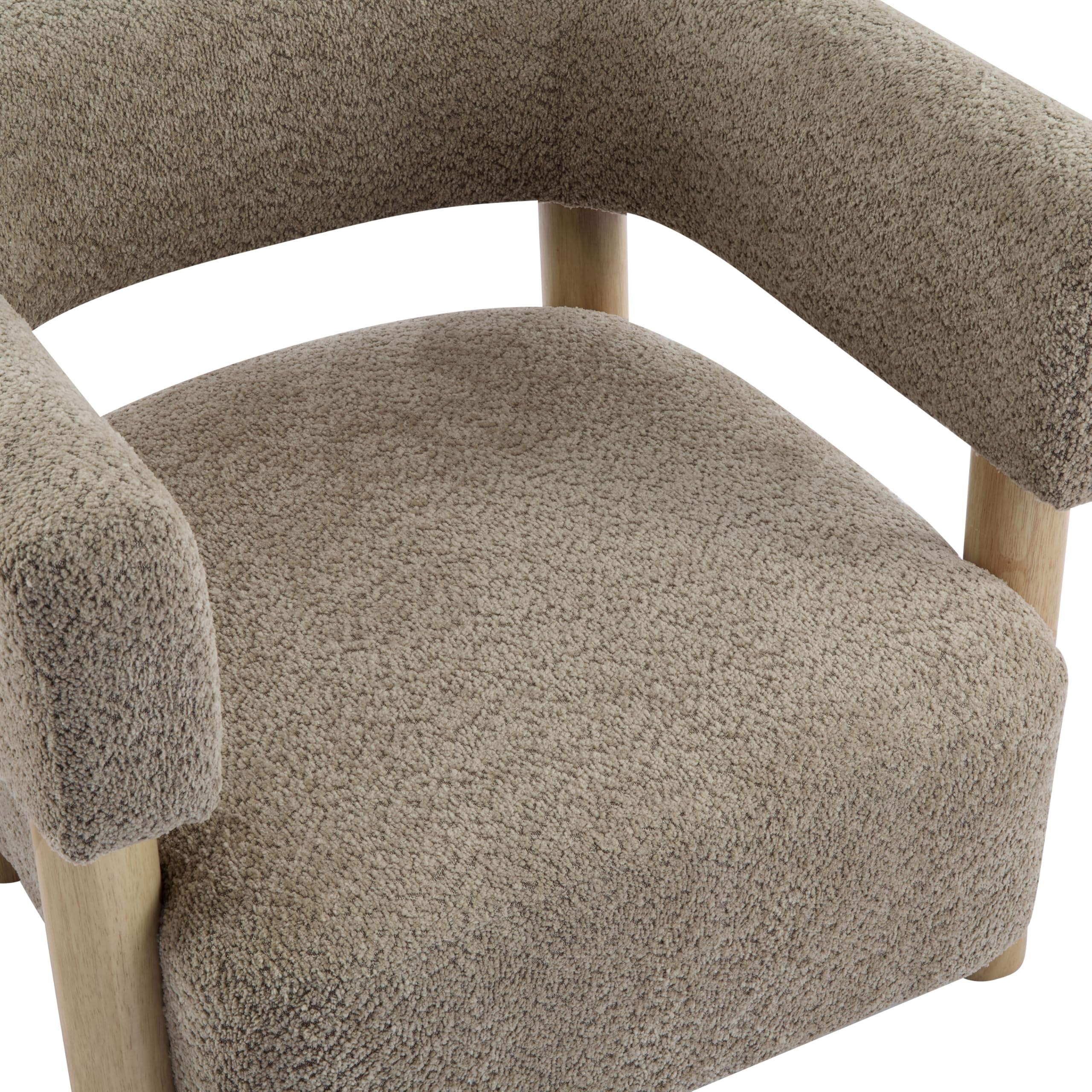 Low Profile Accent Chair with Boucle Fabric Cushion