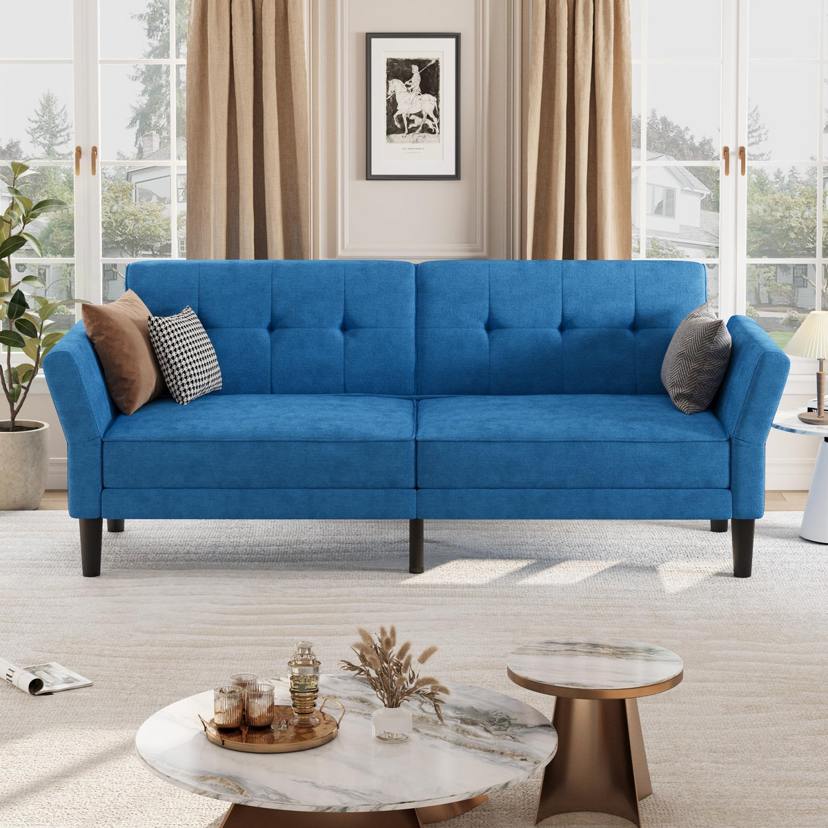 Garvee 89" Futon Sofa Bed, Modern Chenille Sleeper Couch