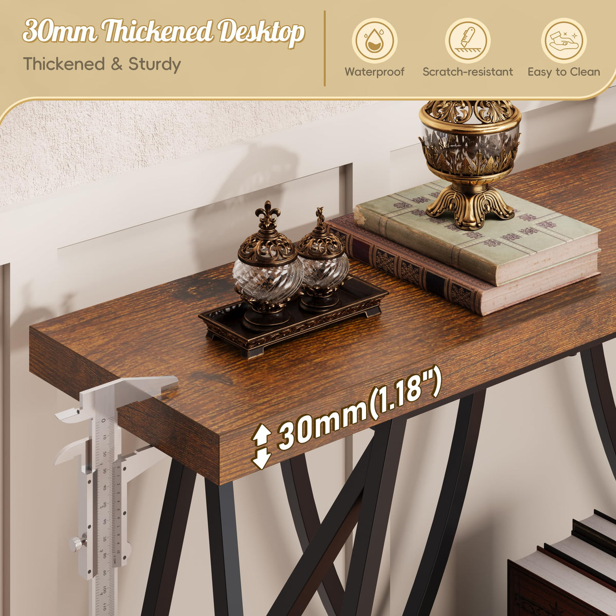 Rustic Brown Narrow Console Table