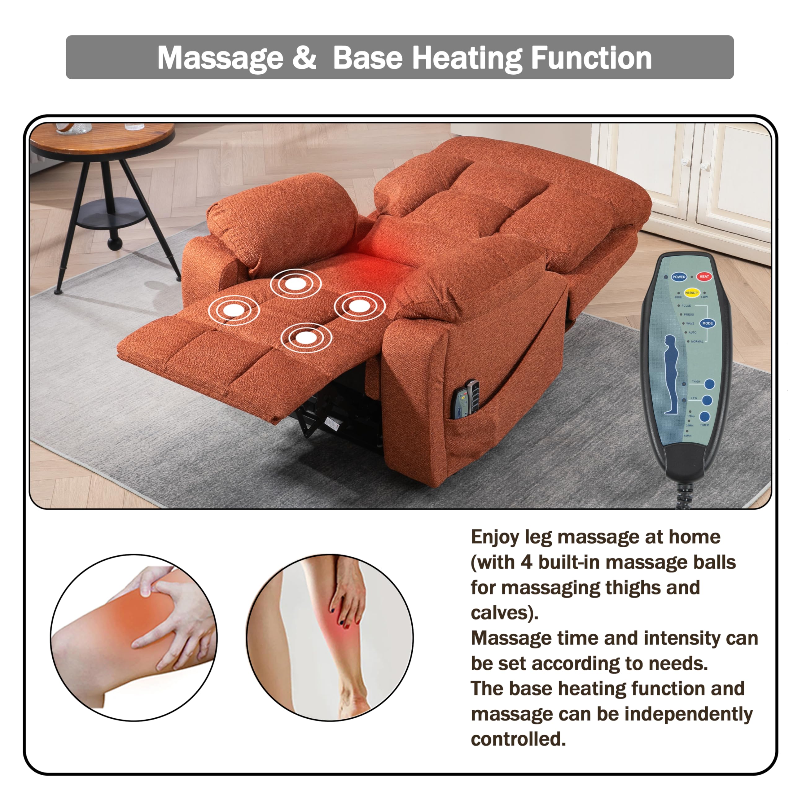 Power Lift Recliner Chair with Heat & Massage