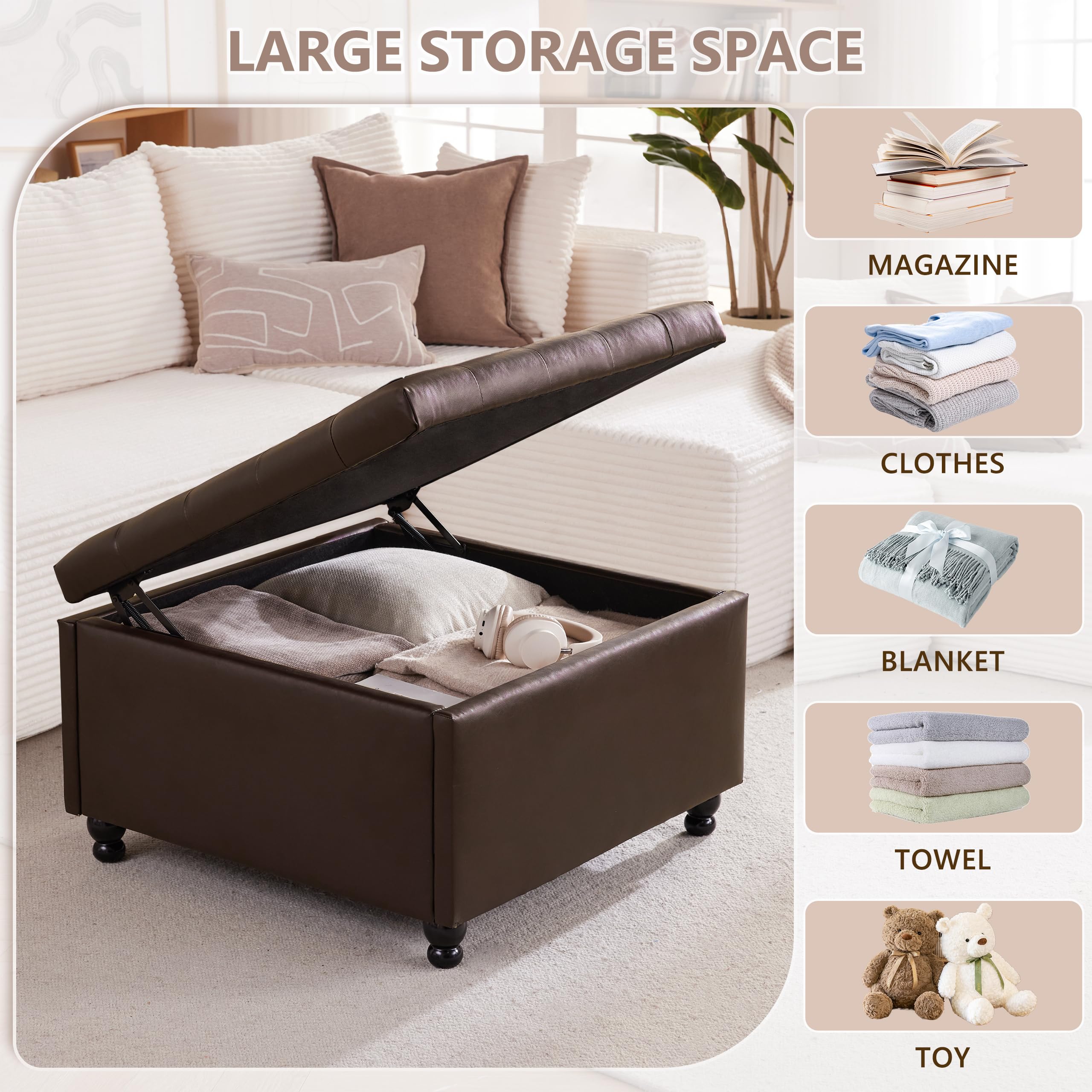 Square Storage Ottoman Coffee Table
