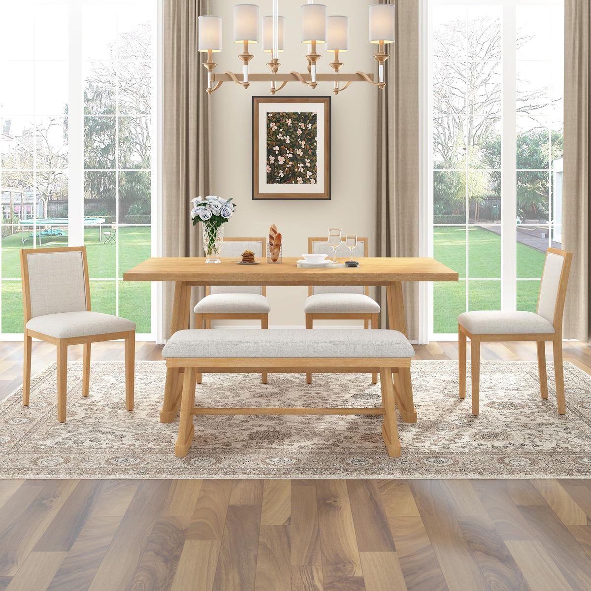 6-Piece Farmhouse Dining Set