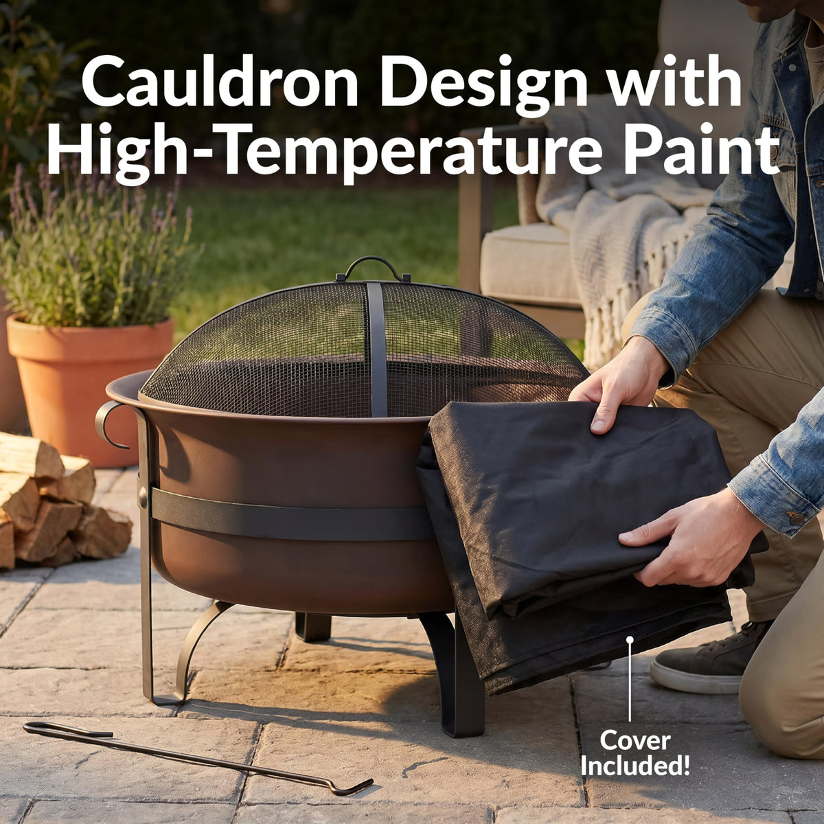 Round Wood-Burning Fire Pit