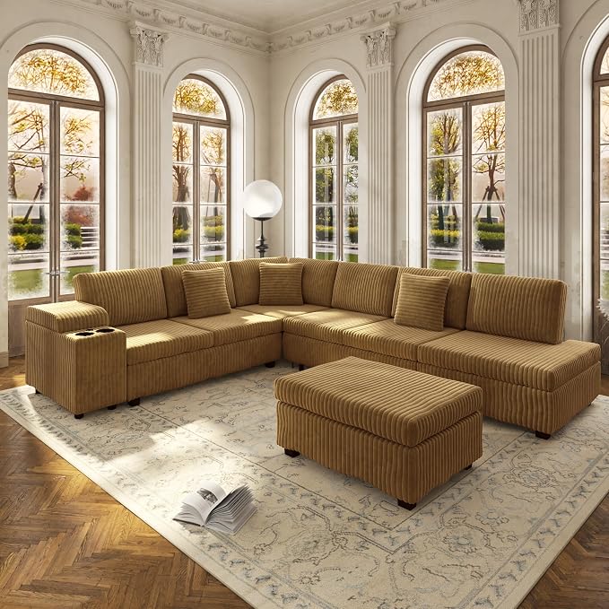 Corduroy L-Shaped Sleeper Sectional
