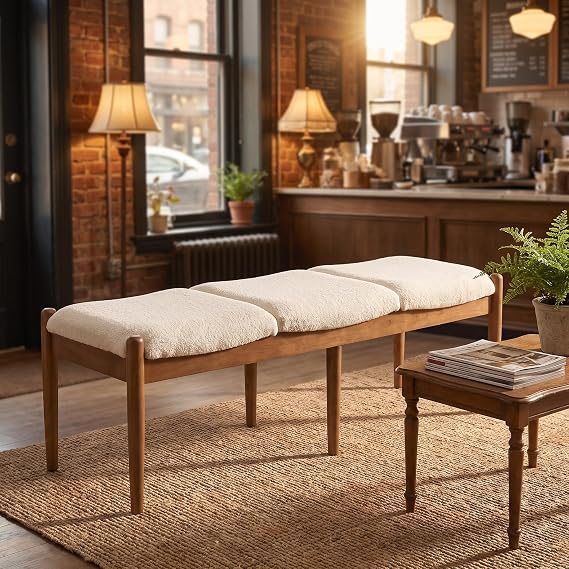 Green Chenille Upholstered Bench