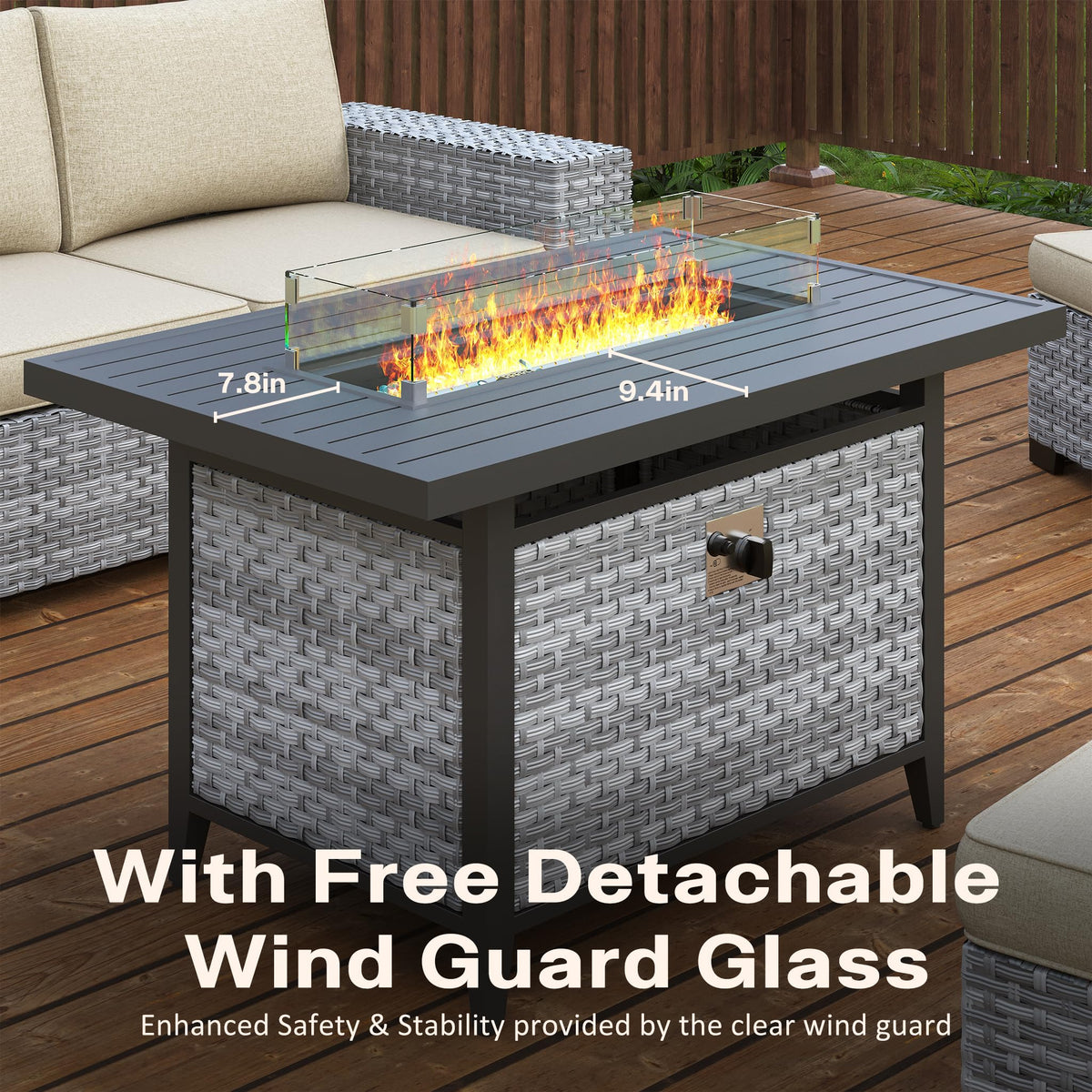 Rattan Propane Fire Pit Table