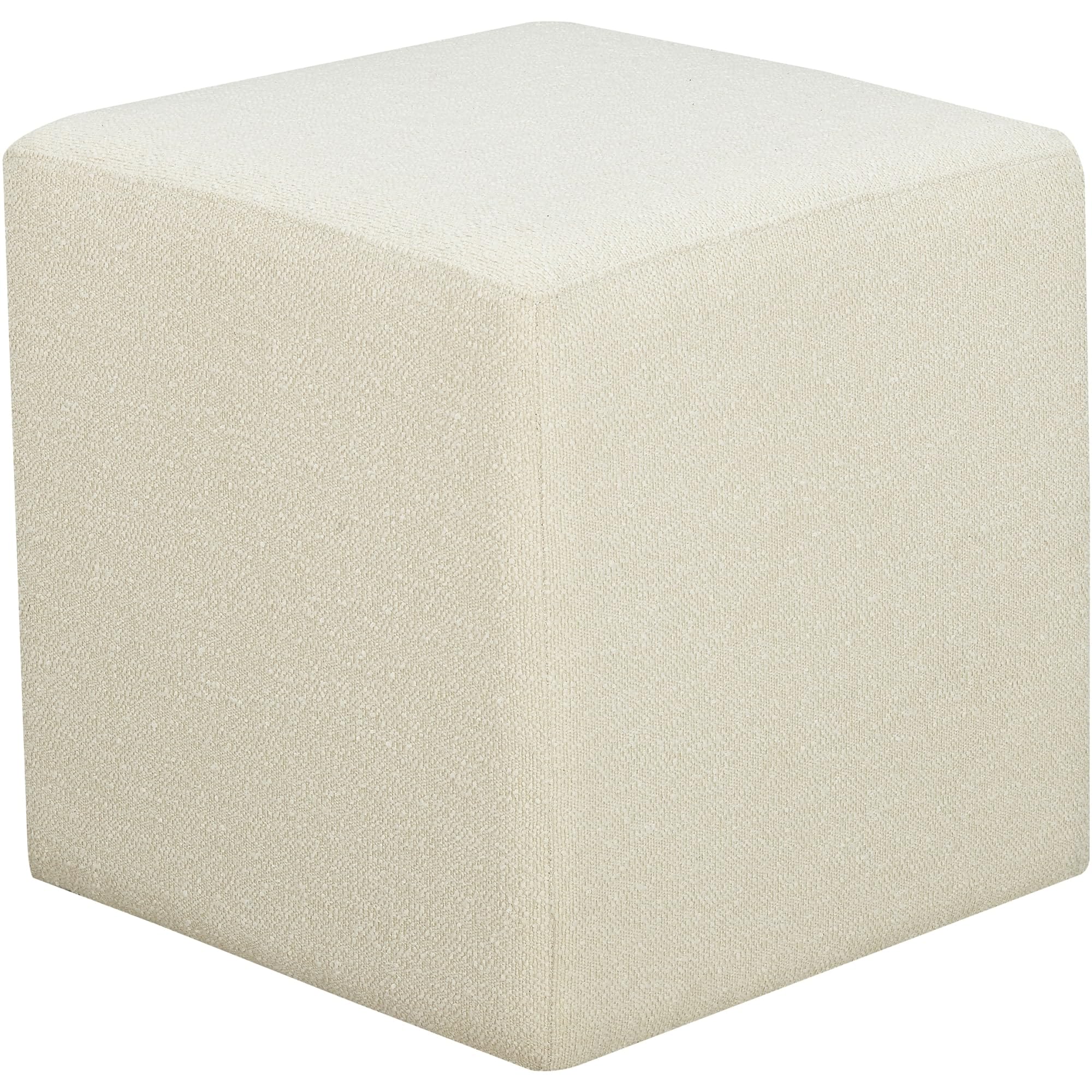 Studio Living Warren 18" Cube Ottoman, Urban Transitional, Fully Assembled, Soft Boucle Fabric, Snow