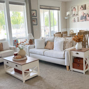 PHI VILLA Coffee Table for Living Room - Farmhouse Modern Coffee Tables with Storage, Ivory White Coffee Table
